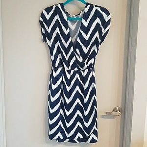 *3/$15* Chevron Surplice Faux Wrap Dress
